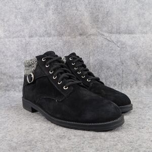 Rugged Outback Shoes Womens 8.5 Bootie Leather Knit Lace Up Casual Comfort Black